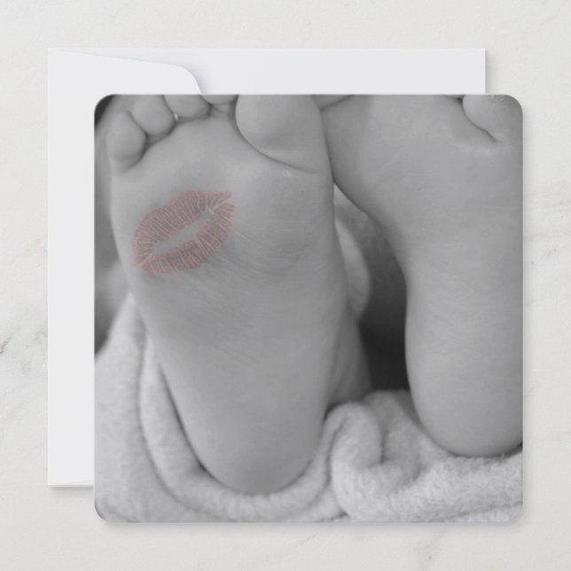 Pieds bébé Empreinte douche Faire-part d'invitatio (Devant)