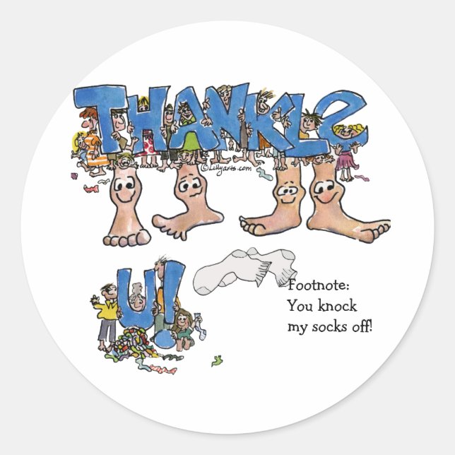 Pieds de dessin disent Stickers Merci sur mesure (Devant)