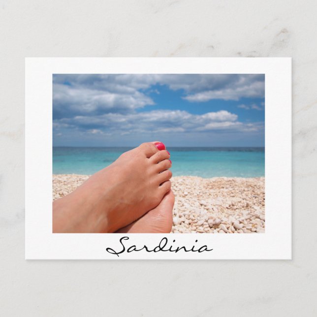 Pieds sur la plage de Sardaigne carte postale blan (Devant)