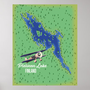Pielinen-See Finnland Karte Leinwanddruck Poster