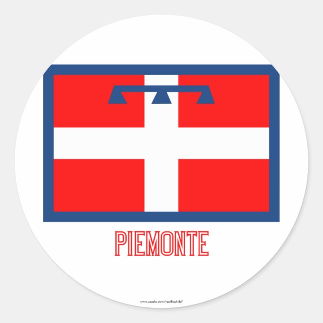 Piemonte-Flagge mit Namen Runder Aufkleber (Vorderseite)