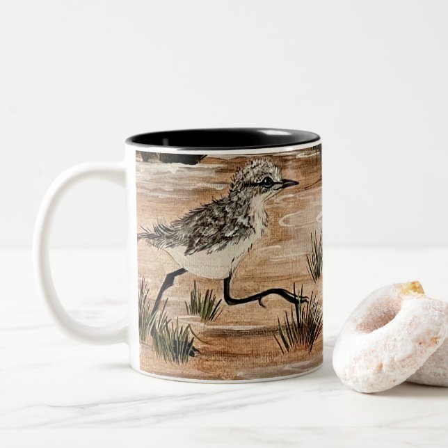 Piep beim Laufcup Zweifarbige Tasse (Mit Donut)