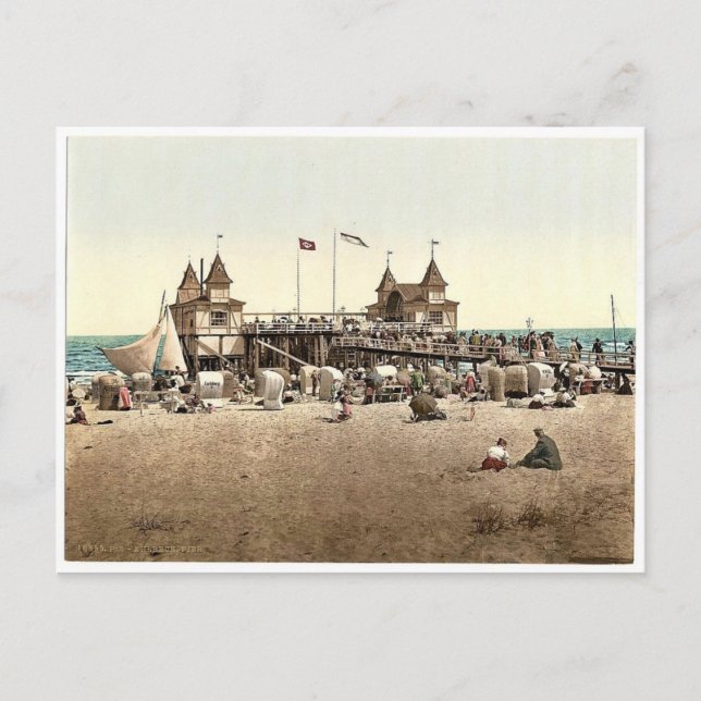 Pier, Ahlbeck, Pommeraina sic, Deutschland, selten Postkarte (Vorderseite)