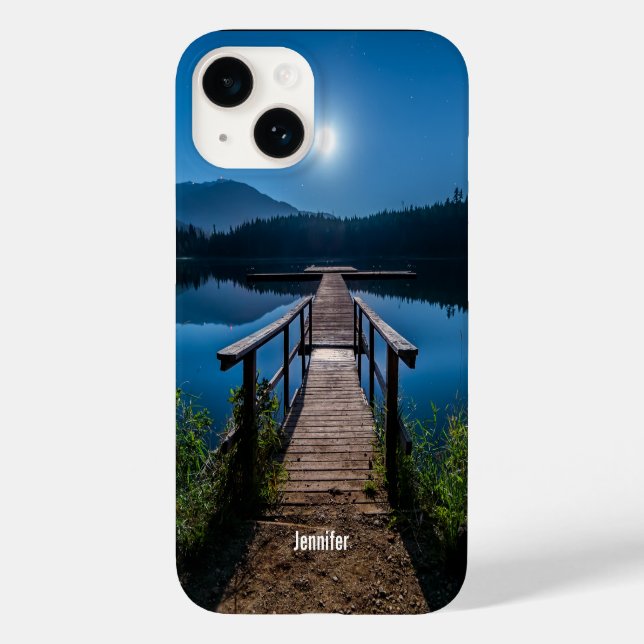 Pier bei Nacht unter Vollmond Case-Mate iPhone 14 Hülle (Rückseite)