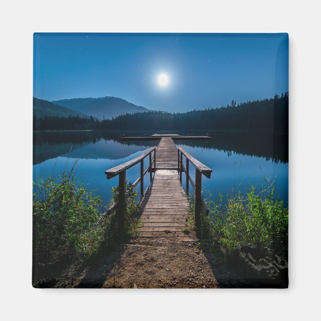 Pier bei Nacht unter Vollmond Magnet (Vorne)