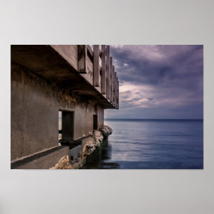 Pier Deck bei Sonnenuntergang Poster