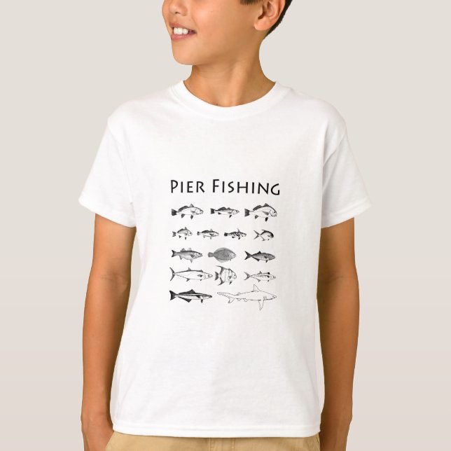 Pier-Fischen-Fisch-Spezies-Linie Kunst-Logo T-Shirt (Vorderseite)