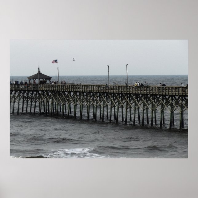 Pier Fishing - Eicheninsel, NC Poster (Vorne)