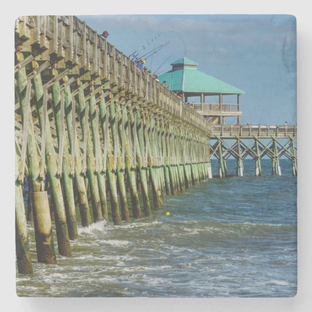 Pier Fishing Steinuntersetzer (Vorderseite)