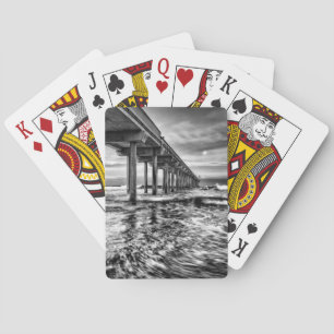 Pier in Schwarzweiß bei Morgendämmerung, Kaliforni Spielkarten