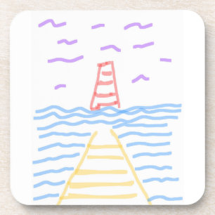 Pier Lighthouse dessous de verre en plastique dur