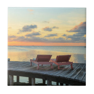 Pier mit Blick auf den Ozean, Belize Fliese