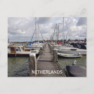 Pier mit Booten und Yachten in Marken Niederlande Postkarte
