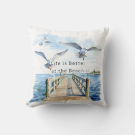 Pier Ocean Beach Birds Kissen