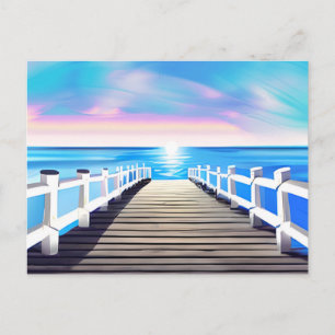Pier, Ozean und Himmel bei Morgendämmerung Postkarte