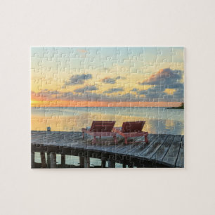 Pier überblickt den Ozean, Belize