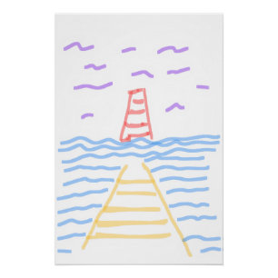 Pier und Leuchtturm Glossy Poster