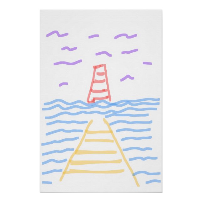 Pier und Leuchtturm Glossy Poster (Vorderseite)
