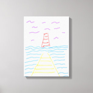 Pier und Leuchtturm Stretched Canvas Print Leinwanddruck