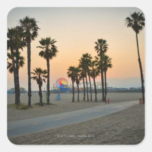 Pier USA, Kalifornien, Santa Monica am Quadratischer Aufkleber