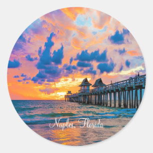 Pier von Neapel, Florida Runder Aufkleber
