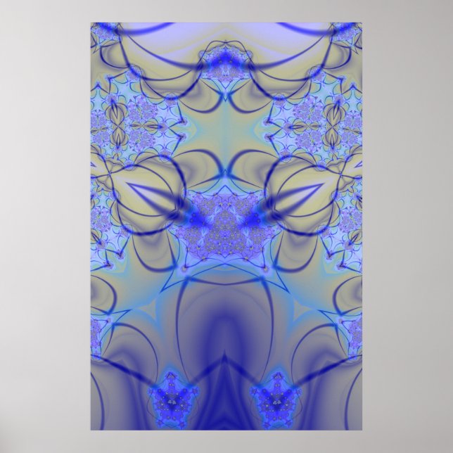 Pierce | Lila und gelbes Fraktal Art Poster (Vorne)