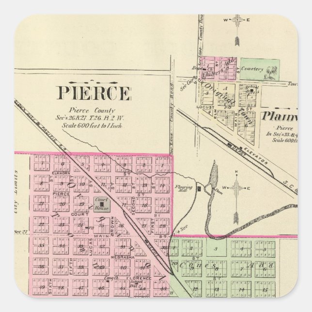 Pierce, Nebraska Quadratischer Aufkleber (Vorderseite)