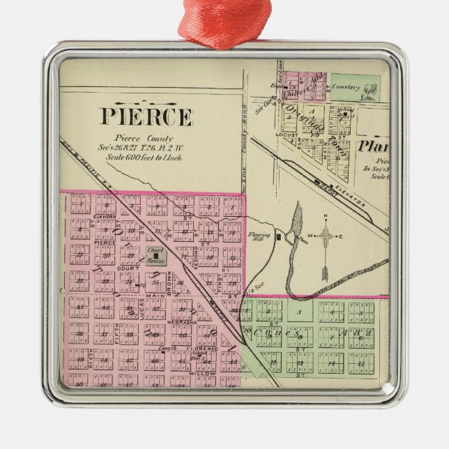Pierce, Nebraska Silbernes Ornament (Vorne)