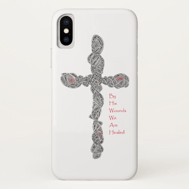 Pierced Cross (with Verse) iPhone Case (Rückseite)