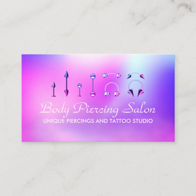 Piercing Specialist Hologramm Chic Visitenkarte (Vorderseite)