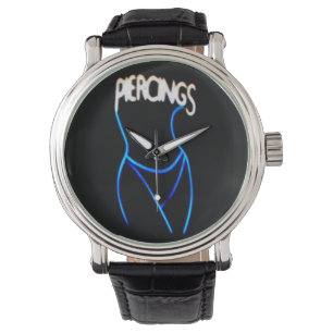 Piercings Neon Lady Silhouette - Blue Watches Armbanduhr