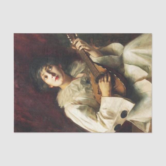 Pierette Playing The Lute von Paul De La Boulaye Seidenpapier (Vorderseite)