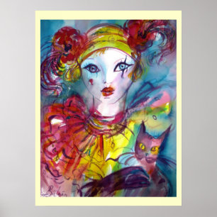 PIERO MIT KATZE / Venezianische Masken Poster
