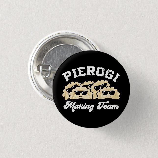 Pierogi Making Team Pierogi Maker Food Polnisch Button (Vorne & Hinten)