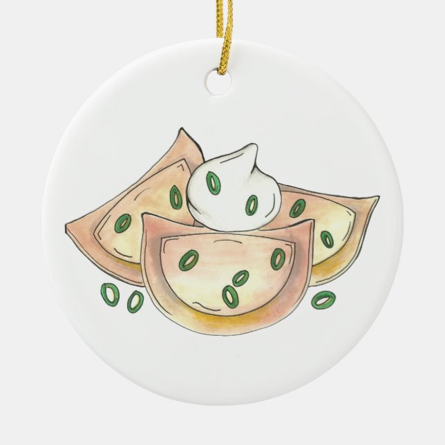 Pierogies Polish Cuisine Potato Dumplings Feinschm Keramikornament (Vorne)