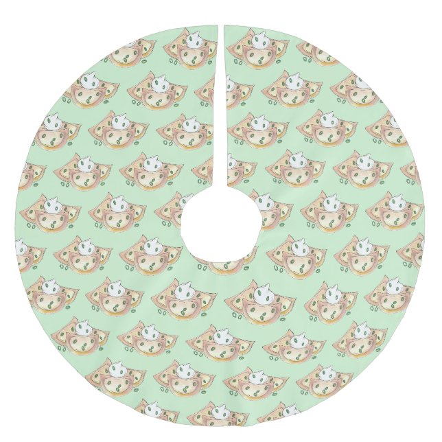 Pierogies Potato Dumplings Polnische Küche Polyester Weihnachtsbaumdecke (Vorderseite)