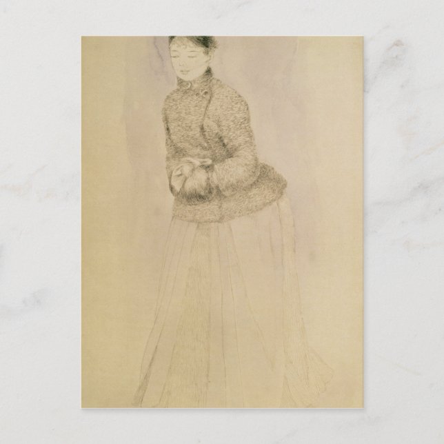 Pierre A Renoir | Frau mit Muff Postkarte (Vorderseite)
