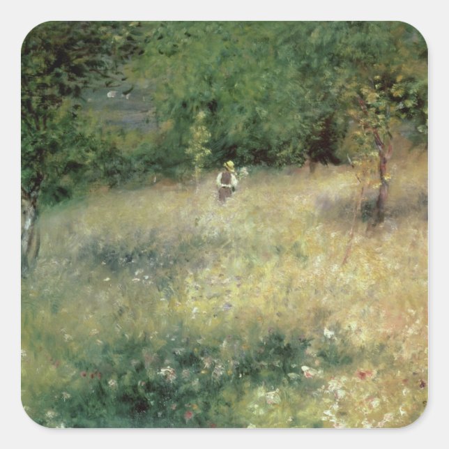 Pierre A Renoir | Frühling in Chatou Quadratischer Aufkleber (Vorderseite)