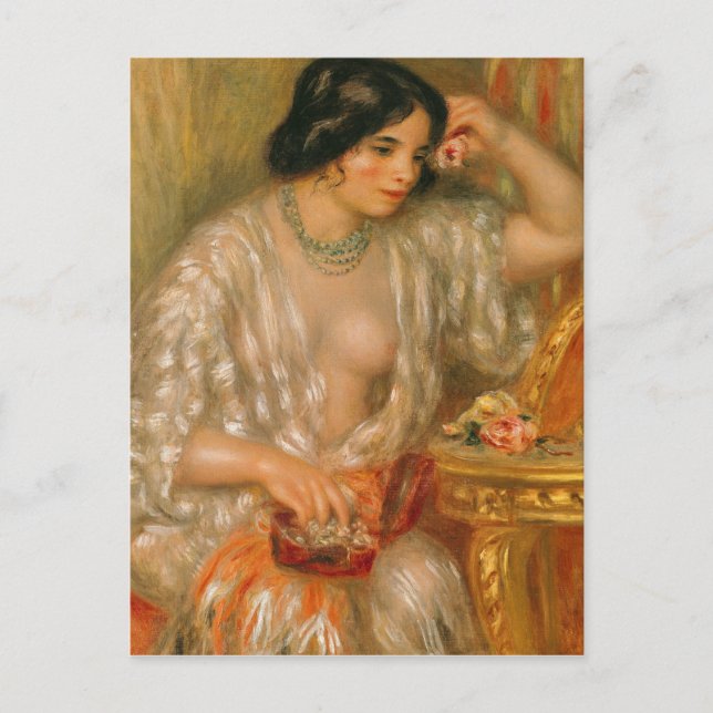 Pierre A Renoir | Gabrielle mit Schmuck Postkarte (Vorderseite)
