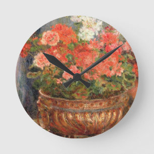 Pierre A Renoir   Geraniums in a Copper Basin Runde Wanduhr
