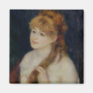 Pierre A Renoir   Junge Frau, die sich die Haare h Magnet