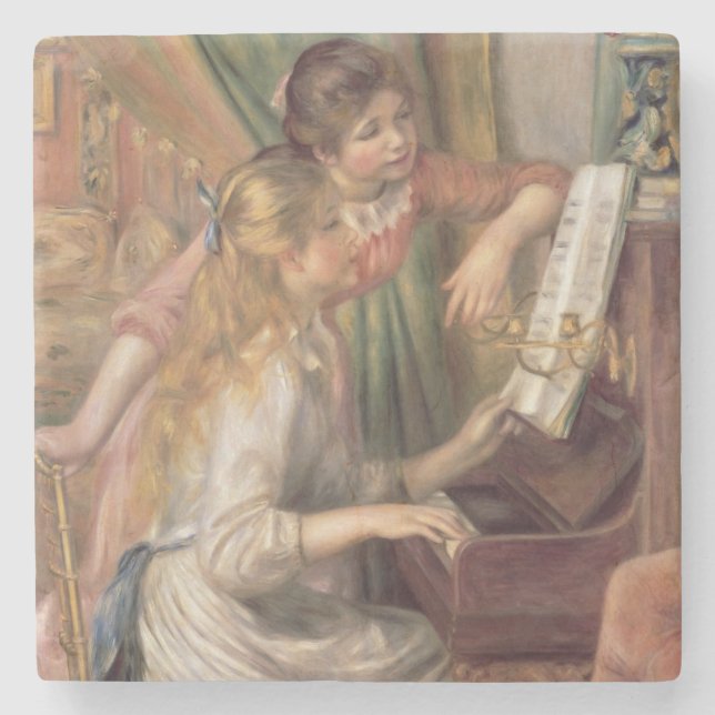 Pierre A Renoir | Junge Mädchen am Klavier Steinuntersetzer (Vorderseite)