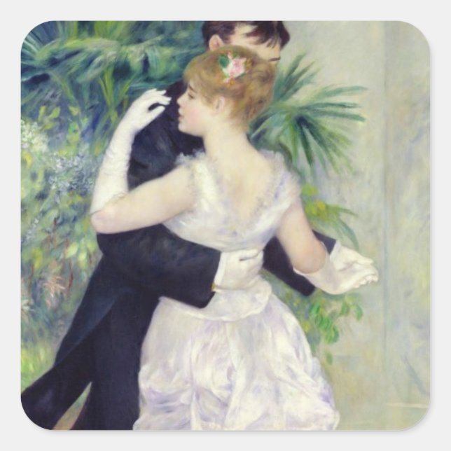 Pierre A Renoir | Tanz in der Stadt Quadratischer Aufkleber (Vorderseite)