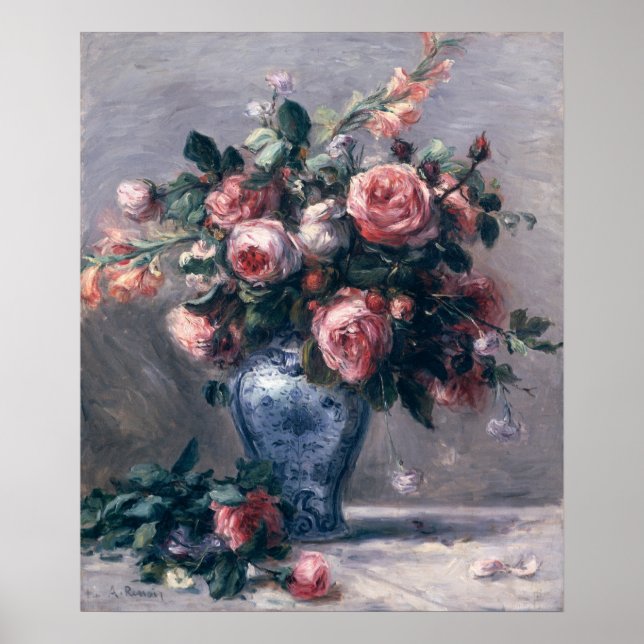 Pierre A Renoir | Vase der Rose Poster (Vorne)