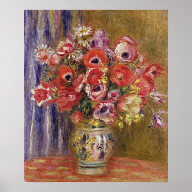 Pierre A Renoir | Vase von Tulips und Anemonen Poster (Vorne)