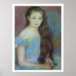 Pierre A Renoir Young girl with blue eyes Poster