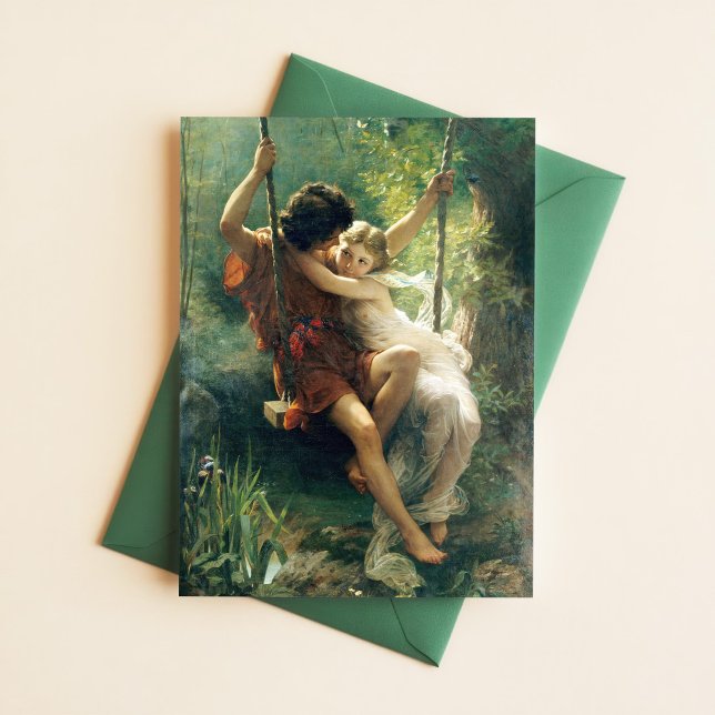 Pierre Auguste Cot Springtime Primavera Romantik Postkarte (Von Creator hochgeladen)
