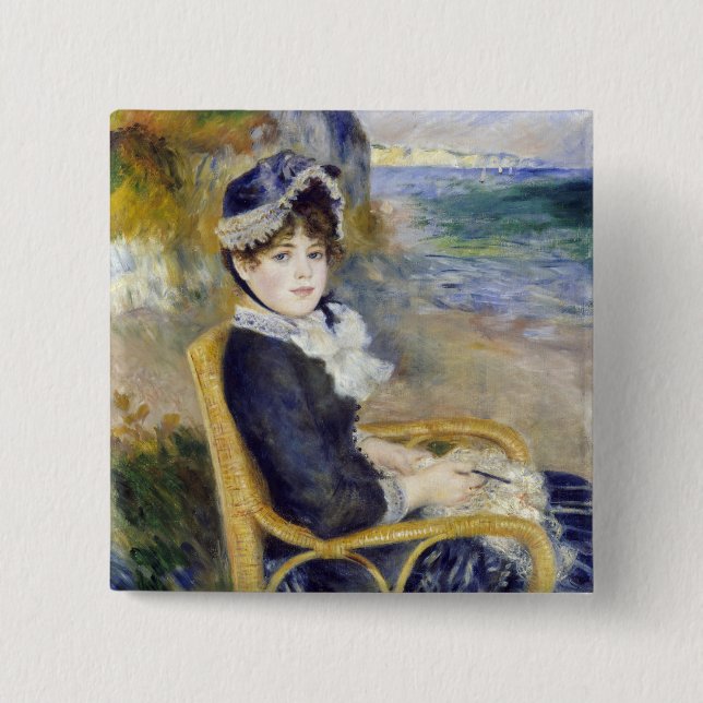 Pierre-Auguste Renoir - Am Meer Button (Vorderseite)