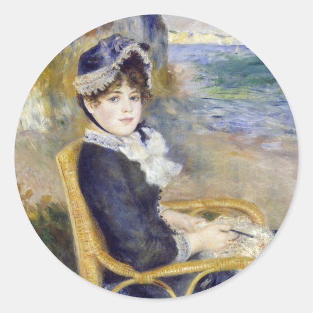 Pierre-Auguste Renoir - Am Meer Runder Aufkleber (Vorderseite)