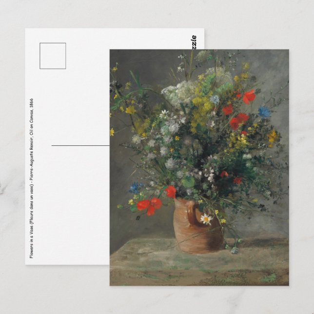 Pierre-Auguste Renoir - Blume in einer Vase 1866 Postkarte (Vorne/Hinten)